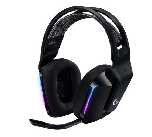 Logitech G733 Lightspeed Wireless RGB Gaming Headset Black USB Headphones Frequency Response: 20 Hz - Detchable Cardioid Unidirectional Microphone Logitech G733 Lightspeed Wireless RGB Gaming Headset Black USB Headphones Frequency Response: 20 Hz - Detchable Cardioid Unidirectional Microphone