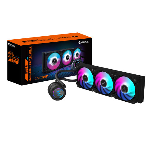Gigabyte AORUS WATERFORCE II 360 LCD display AIO liquid cooler, Intel 2066, 2011,1366,115x,1700, AMD TR4, AM5, AM4, sTRX4 Gigabyte AORUS WATERFORCE II 360 LCD display AIO liquid cooler, Intel 2066, 2011,1366,115x,1700, AMD TR4, AM5, AM4, sTRX4