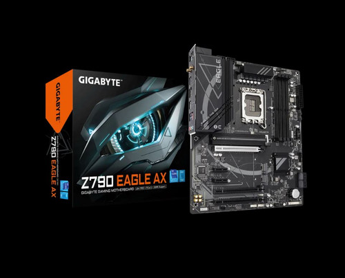 Gigabyte Z790 EAGLE AX Intel LGA 1700 ATX Motherboard, 4x DDR5 ~192GB, 3x PCI-E x16, 3x M.2, 4x SATA, 5x USB 3.2, 1x USB-C, 2x USB 2.0 Gigabyte Z790 EAGLE AX Intel LGA 1700 ATX Motherboard, 4x DDR5 ~192GB, 3x PCI-E x16, 3x M.2, 4x SATA, 5x USB 3.2, 1x USB-C, 2x USB 2.0