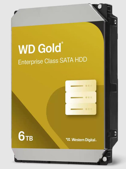 Western Digital 6TB 3.5' WD Gold Enterprise Class SATA 6 Gb/s HDD 7200 RPM CMR Cache Size 256MB 5-Year Limited Warranty Western Digital 6TB 3.5' WD Gold Enterprise Class SATA 6 Gb/s HDD 7200 RPM CMR Cache Size 256MB 5-Year Limited Warranty