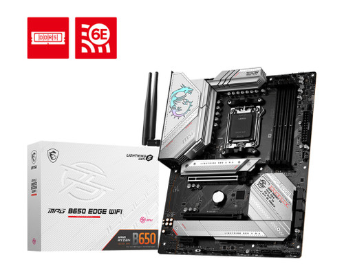 MSI MPG B650 EDGE WIFI AMD AM5 ATX Motherboard, 4x DDR5 ~128GB, 2x PCI-E x16, 1x PCI-E x1, 3x M.2, 6x SATA, 2x USB2.0, 7x USB 3.2, 1x USB-C MSI MPG B650 EDGE WIFI AMD AM5 ATX Motherboard, 4x DDR5 ~128GB, 2x PCI-E x16, 1x PCI-E x1, 3x M.2, 6x SATA, 2x USB2.0, 7x USB 3.2, 1x USB-C