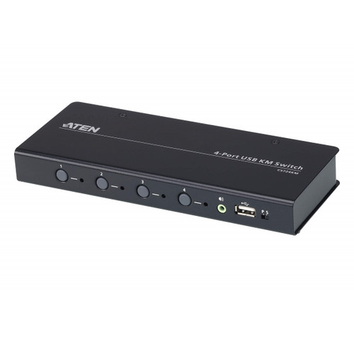 Aten KM Switch 4 Port USB Boundless Switching w/ Audio, Cables Included, Daisy Chain Up to 2 (8 Computers Total) Aten KM Switch 4 Port USB Boundless Switching w/ Audio, Cables Included, Daisy Chain Up to 2 (8 Computers Total)