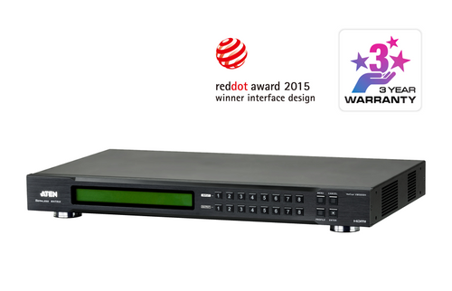 Aten Professional Matrix 8x8 HDMI Matrix with Scaler, Seamless Switch, Video Wall, control via front-panel pushbuttons, IR remote and RS232 control Aten Professional Matrix 8x8 HDMI Matrix with Scaler, Seamless Switch, Video Wall, control via front-panel pushbuttons, IR remote and RS232 control