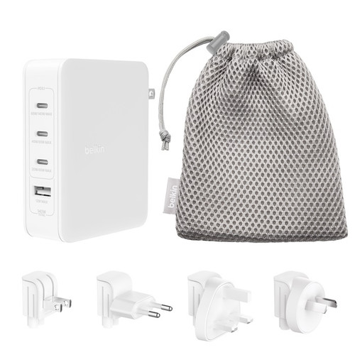 Belkin BoostCharge Pro 140W 4-Port GaN Wall Charger - White(WCH014BTWH-V3), 4 x USB-C, 2xUSB-C & 2xUSB-A,2M Cable,Intelligent And Fast Charger Belkin BoostCharge Pro 140W 4-Port GaN Wall Charger - White(WCH014BTWH-V3), 4 x USB-C, 2xUSB-C & 2xUSB-A,2M Cable,Intelligent And Fast Charger