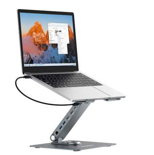Simplecom CHT660 Adjustable Aluminium Laptop Stand with 6-Port USB-C Docking Station Dual 4K HDMI Display Compatible with laptops from 10 to 17 inches Simplecom CHT660 Adjustable Aluminium Laptop Stand with 6-Port USB-C Docking Station Dual 4K HDMI Display Compatible with laptops from 10 to 17 inches