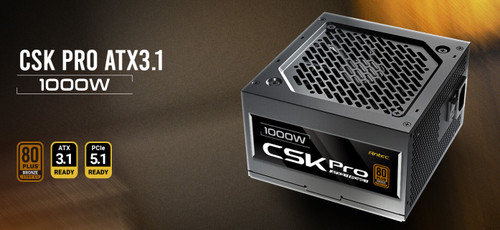 Antec CSK1000 PRO Sem-Modular ATX 3.1, PCI-E 5.1 for 4090 & 7900 High Quality Japanese Capacitors, Ultimate performance and reliability, PSU Antec CSK1000 PRO Sem-Modular ATX 3.1, PCI-E 5.1 for 4090 & 7900 High Quality Japanese Capacitors, Ultimate performance and reliability, PSU