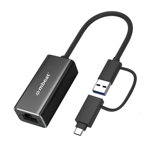 mbeat 2-in-1 USB 3.1 Gigabit LAN Adapter with USB-C Converter/ USB 3.1/ RJ45/ Transfer Speed: 10/100/1000Mbps Weight: 32.6g mbeat 2-in-1 USB 3.1 Gigabit LAN Adapter with USB-C Converter/ USB 3.1/ RJ45/ Transfer Speed: 10/100/1000Mbps Weight: 32.6g