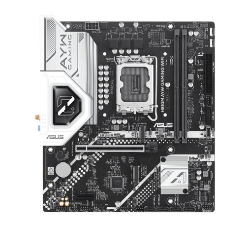 ASUS H810M AYW GAMING WIFI-CSM Micro-ATX Motherboard Up to 128GB DDR5 (2x Slots), 1 x PCIe 4.0, 2 x M.2 slots, 4 x SATA, WiFi 6, 1 x HDMI, 1 DP ASUS H810M AYW GAMING WIFI-CSM Micro-ATX Motherboard Up to 128GB DDR5 (2x Slots), 1 x PCIe 4.0, 2 x M.2 slots, 4 x SATA, WiFi 6, 1 x HDMI, 1 DP