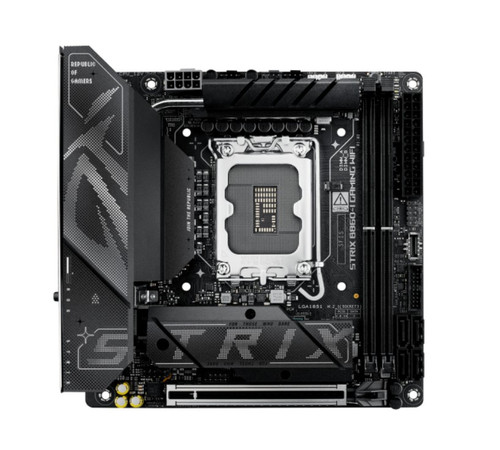 ASUS ROG STRIX B860-I GAMING WIFI LGA1851 Mini-ITX Motherboard 128GB, 2x DDR5, 1 x PCIe 5.0, 2 x M.2 slots, 4 x SATA, WiFi 7, 1 x HDMI, 1 x DP ASUS ROG STRIX B860-I GAMING WIFI LGA1851 Mini-ITX Motherboard 128GB, 2x DDR5, 1 x PCIe 5.0, 2 x M.2 slots, 4 x SATA, WiFi 7, 1 x HDMI, 1 x DP
