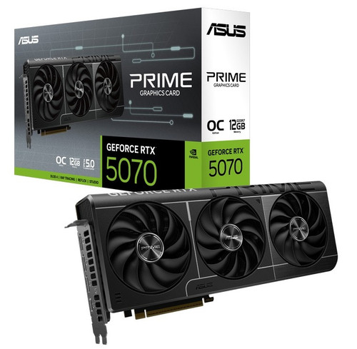 ASUS nVidia GeForce PRIME-RTX5070-O12G RTX5070,HDMI*1,DP*3,12G,D7 The Prime RTX 5070 features a 2.5 slot design with a carefully arranged layout ASUS nVidia GeForce PRIME-RTX5070-O12G RTX5070,HDMI*1,DP*3,12G,D7 The Prime RTX 5070 features a 2.5 slot design with a carefully arranged layout