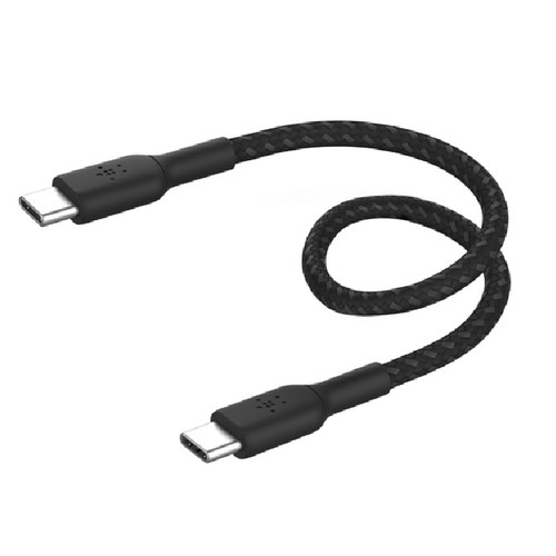 Belkin BoostCharge Braided USB-C to USB-C Cable (0.15M) - Black (CAB004bt0MBK), 60W, 480Mbps, 30K+ bend, 2 Year Warranty Belkin BoostCharge Braided USB-C to USB-C Cable (0.15M) - Black (CAB004bt0MBK), 60W, 480Mbps, 30K+ bend, 2 Year Warranty