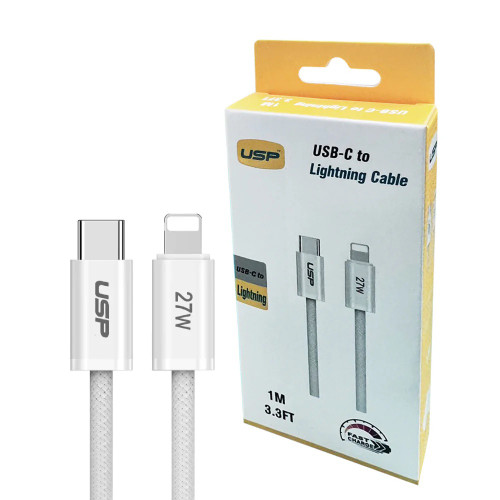 USP Boostup Braided Lightning to USB-C 27W Fast Charge Cable (1M) White - Quick Charge & Connect, Durable & Reliable, Apple iPhone/ iPad/ MacBook USP Boostup Braided Lightning to USB-C 27W Fast Charge Cable (1M) White - Quick Charge & Connect, Durable & Reliable, Apple iPhone/ iPad/ MacBook