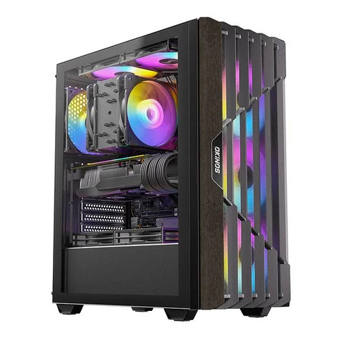 OKINOS Cypress P5 ARGB Oak Wood Trim ATX, 4x120mm ARGB Non-PWM Fans Pre-Installed,Type-C,Tempered Glass Side Panel,Black Mid-Tower Case OKINOS Cypress P5 ARGB Oak Wood Trim ATX, 4x120mm ARGB Non-PWM Fans Pre-Installed,Type-C,Tempered Glass Side Panel,Black Mid-Tower Case