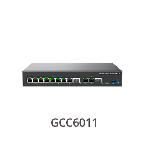 Grandstream GCC6011, 2 x 2.5 Gigabit SFP port and 10 x Gigabit Ethernet ports, Built-in IP PBX provides voice and video communications Grandstream GCC6011, 2 x 2.5 Gigabit SFP port and 10 x Gigabit Ethernet ports, Built-in IP PBX provides voice and video communications