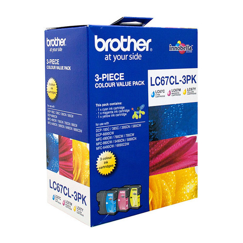 Brother LC-67 CL3PK Cyan, Magenta & Yellow Colour Pack - 325 pages each