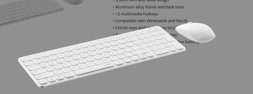 RAPOO 9320M Bluetooth 4.0, 5.0 + 2.4G  Wireless Multi-mode Keyboard Mouse Combo, Aluminum Base, 2400 DPI, 10M Range, Compact White Retail Pack