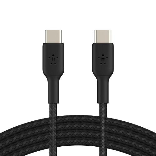 Belkin BoostCharge Braided USB-C to USB-C Cable (1M) - Black (CAB004bt1MBK), 60W, 480Mbps, 30K+ Bends,Samsung Galaxy,USB-IF Certified,2 Years Warranty