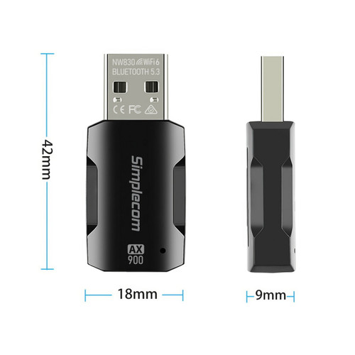 Simplecom NW830 Wi-Fi 6 and Bluetooth 5.3 Combo USB Adapter Dual Band AX900