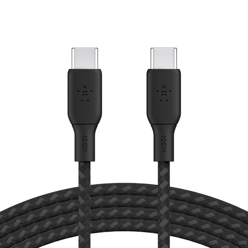 Belkin BoostCharge USB-C to USB-C Cable (3M) (Pack of 1) - Black (CAB014bt3MBK), 100W, 480Mbps, 30K+ bend, Samsung Galaxy, iPad, 2 Years Warranty