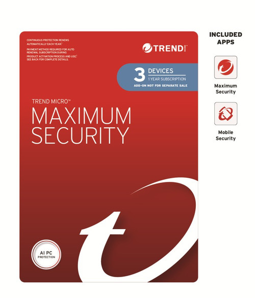 Trend Micro Maximum Security Plus (3 Devices) 1 Year Add-on Auto Renew OEM (Plus = Secure VPN / Cleaner Pro) Trend Micro Maximum Security Plus (3 Devices) 1 Year Add-on Auto Renew OEM (Plus = Secure VPN / Cleaner Pro)