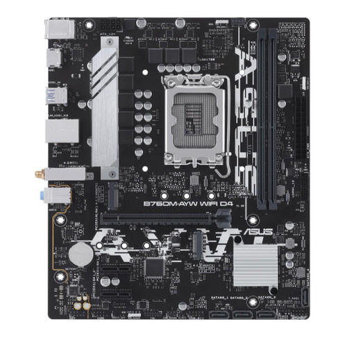 ASUS B760M-AYW WIFI D4 Intel LGA 1700 mATX Motherboard 64GB, 2xDDR4, 1 x PCIe 4.0 x16 slot, 2 x M.2 slots, 4 x SATA, Realtek 2.5Gb Ethernet ASUS B760M-AYW WIFI D4 Intel LGA 1700 mATX Motherboard 64GB, 2xDDR4, 1 x PCIe 4.0 x16 slot, 2 x M.2 slots, 4 x SATA, Realtek 2.5Gb Ethernet