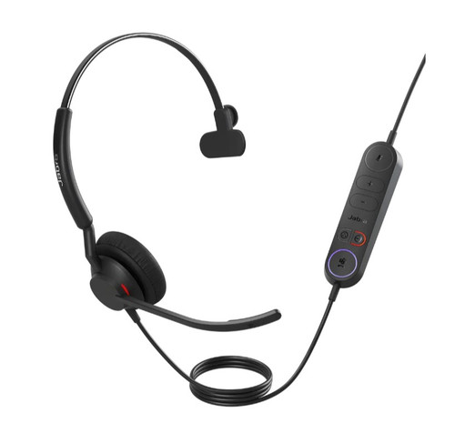 Jabra Engage 40 (Inline Link) MS Teams Mono USB-C/A Corded Headsets, Lightweight & sturdy, Double the mic, Busylight, Hearing Protection Audio Quality