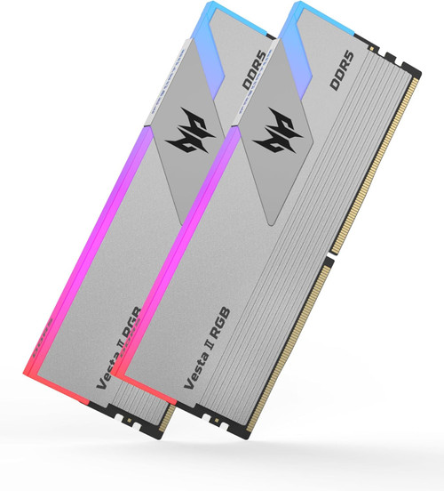 PREDATOR VESTAII 32GB 16GBx2 Silver RGB DDR5 Memory 6800Mhz1R*8 CL32 PREDATOR VESTAII 32GB 16GBx2 Silver RGB DDR5 Memory 6800Mhz1R*8 CL32