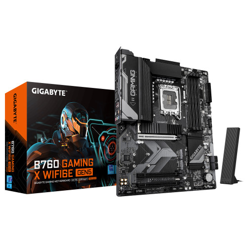 Gigabyte B760 GAMING X WIFI6E GEN5, Intel LGA 1700 ATX Motherboard, 4x DDR5 ~256GB, 3x PCI-E x16, 3x M.2, 4x SATA,  1x USB 3.2, 1x USB-C, 5x USB 2.0