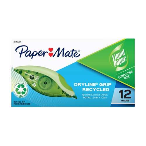 Paper Mate Liquid Paper Dryline Grip Carton 12 Paper Mate Liquid Paper Dryline Grip Carton 12