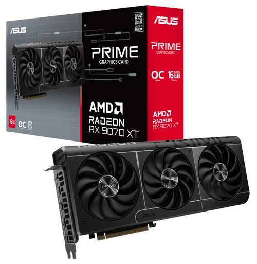 ASUS AMD Radeon PRIME-RX9070XT-O16G RX 9070 XT 16GB GDDR6 OC Edition 20 Gbps​ 2.5 Slot 256-bit