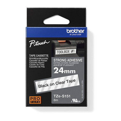 Brother 24mm Black on Clear Labelling Tape - 8 meters