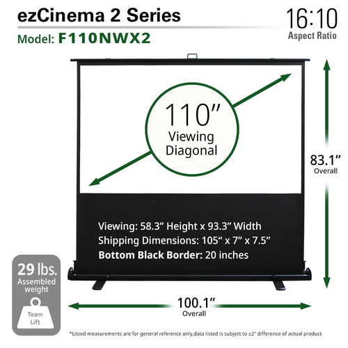 110 PORTABLE 1610 PULL-UP PROJECTOR SCREEN FLOOR PULL UP SCISSOR BACK EZCINEMA 110 PORTABLE 1610 PULL-UP PROJECTOR SCREEN FLOOR PULL UP SCISSOR BACK EZCINEMA