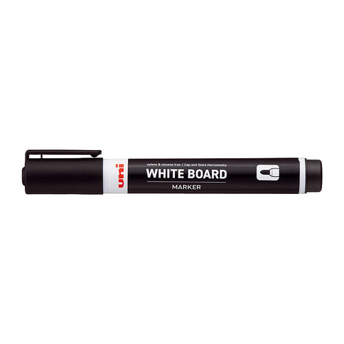 Uni Whiteboard Marker Bullet Black Box 12