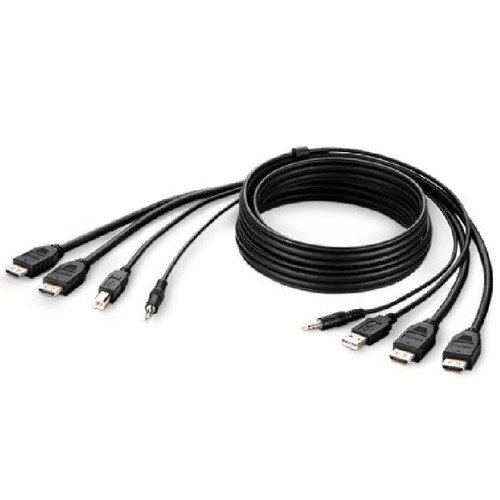 Belkin Cybersecurity and Secure KVM TAA AA DUAL HDMI/USB/AUD CBL, HDMI M/M; USB A/B,(1.8M) - Black(F1DN2CCBL-HH6T), 2 Years Warranty