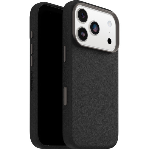 OtterBox Symmetry Cactus Leather MagSafe Apple iPhone 17 Pro (6.3') Noir Ash (Black) - (77-99045), DROP+ 3X Military Standard, 7 Years Warranty