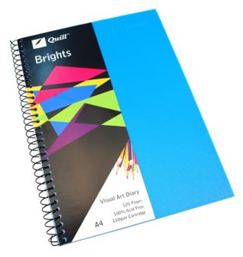 Visual Art Diary A4 Quill Brights Marine Blue