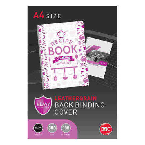 Binding Cover A4 300gsm Leathergrain Ibico Black BCL300BK100 Pack 100