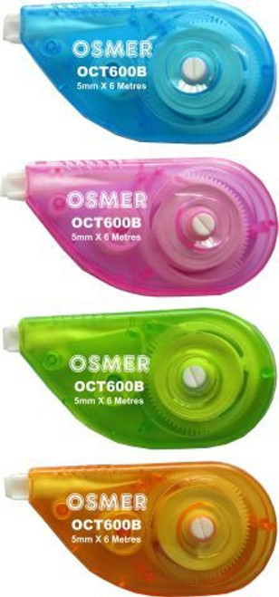 Correction Tape Osmer Mouse Sidewinder 6M x 5mm OCT600B Pack 10 Assorted colours