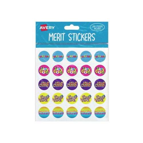 Avery Merit Sticker Caption2 Round Permanent Box of 12