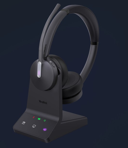 Yealink WH64 Hybrid Dual UC DECT Wireless Headset, DECT & Bluetooth Hybrid Wireless Technology, 3-Mic Noise Cancellation, UC Certified, Charging Stand