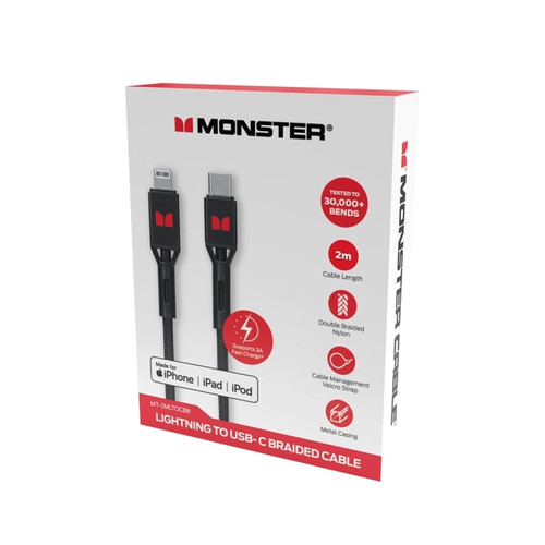 Monster 2M Lightning to USB-C Cable Black