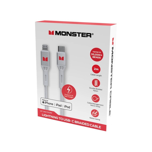 Monster 2M Lightning to USB-C Cable White