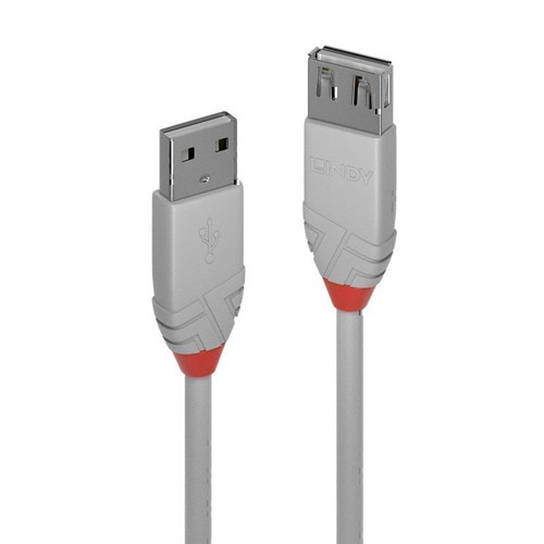 Lindy .5m USB2 A Extension Cable Aluminium