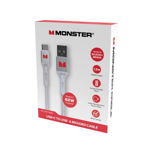 Monster 1.2M USB-C to USB-A Cable White