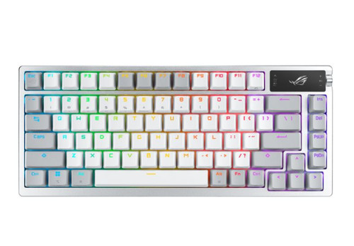 ASUS ROG AZOTH/NXSM/P/WHT Gaming Keyboard, OLED Display, NX Storm Switch, 75 Keys, Tri-mode Connection, White, Tactile Bump/Clicky