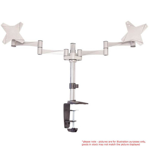 Astrotek Dual Monitor Arm Desk Mount Height Adjustable Stand for 2x LCD Display 23.8' 24' 27' 8kg 30° Tilt 180° Swivel 360° Pivot VESA 75x75 100x100 - Silver