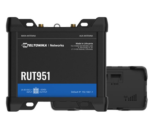 Teltonika RUT951 Industrial Cellular Router, dual SIM 4G,  Automatic WAN failover - Replacement for RUT950