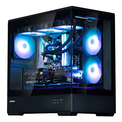 Zalman P30 BLACK, Mini-Tower, Tempered Glass, Drive Bays: 1x3.5"/2.5", 1x2.5", Expansion Slot: 5, Motherboard Support: mATX/Mini-ITX, Pre-Installed Fan: 3x120mm, ARGB, Black, 1 Year Warranty