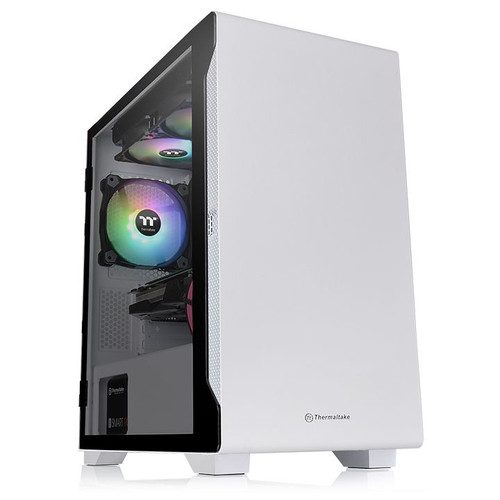 Thermaltake CA-1Q9-00S6WN-00, S100, Micro-ATX, Tempered Glass, Drive Bays: 2x2.5", 2x3.5" or 2x2.5", Expansion Slot: 4, Motherboard Support: Mini-ITX/Micro-ATX, Pre-Installed Fan: 1x120mm, Snow White, 2 Year Warranty