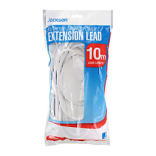 Jackson 10 Metre 240VAC Mains Power Extension Lead - 10m / White